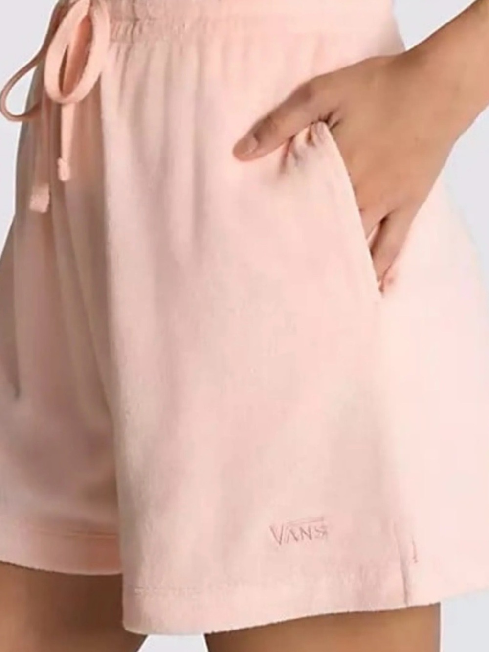 Vans Soft Pink Terry Shorts with Drawstring